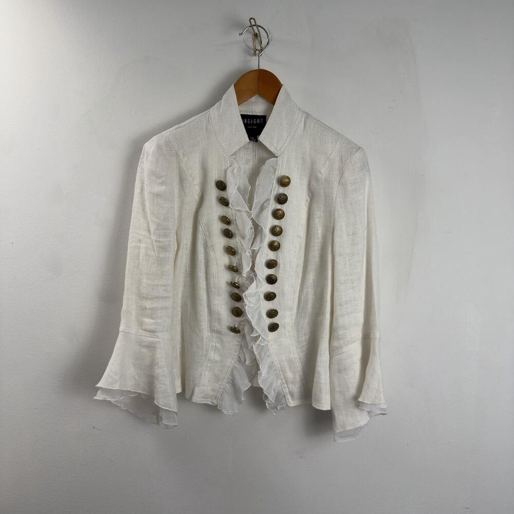 INSIGHT New York Double Breasted Linen Ruffle Prince Jacket Blazer Women’s 6